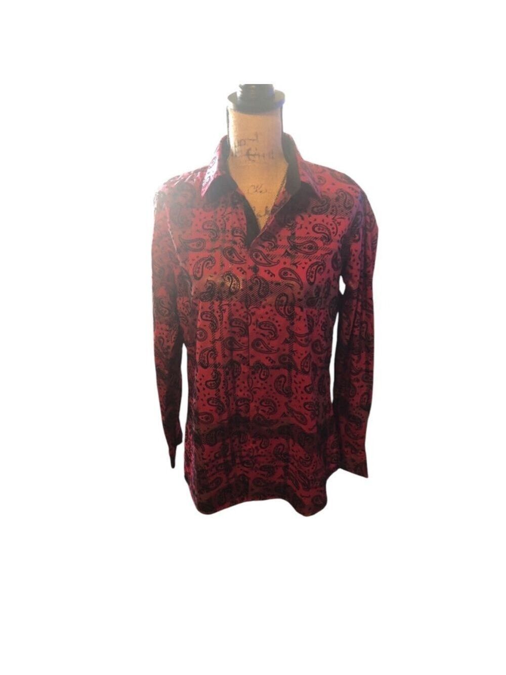 Men's Vintage Baldelli Paisley Button-down Shirt, M, Red